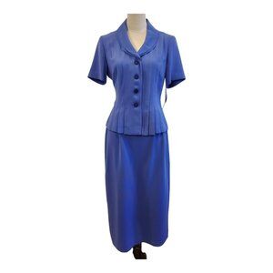 NEW DANNY & NICOLE SZ 8 2 piece Viking Blue Short sleeve Jacket Skirt Set Dress